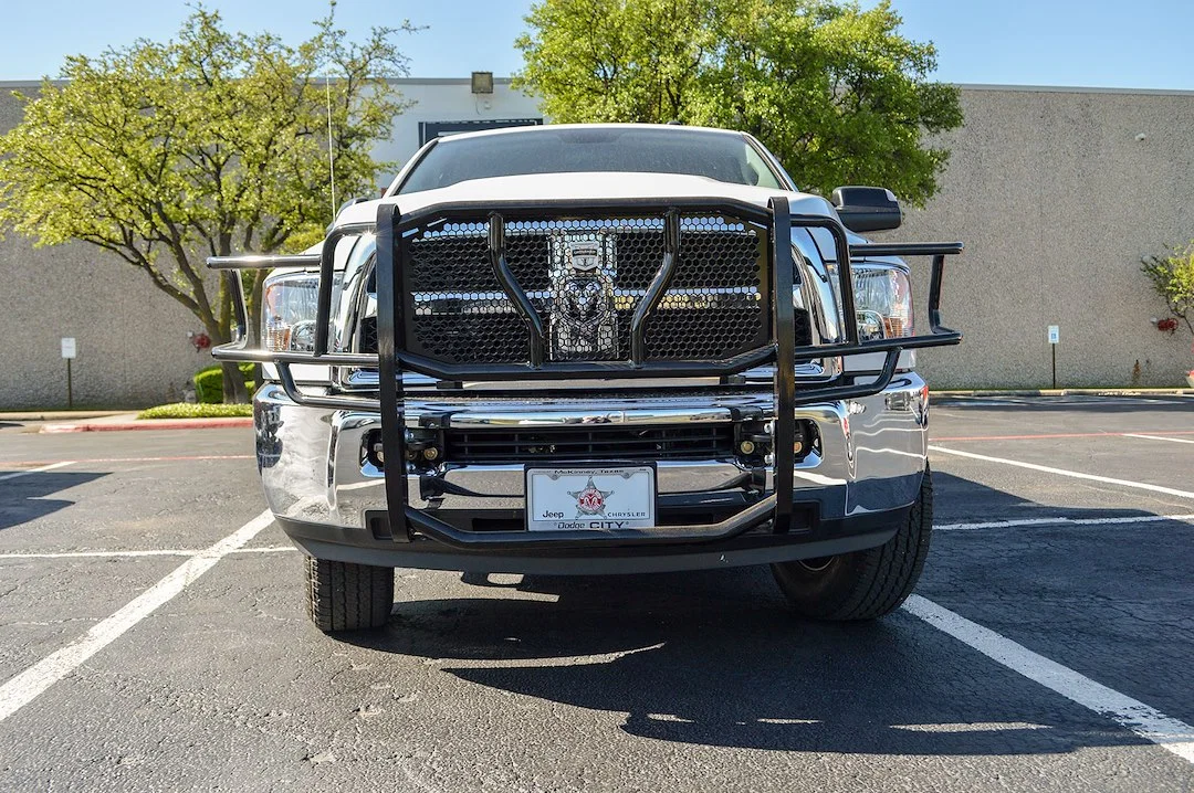1227P – CATTLEMAN Grille Guard, Powder Coated Black Steel With Brush Guard Without Skid Plate Without Step Plate